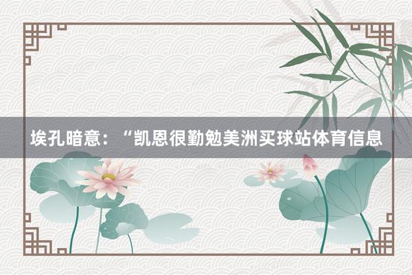 埃孔暗意:“凯恩很勤勉美洲买球站体育信息