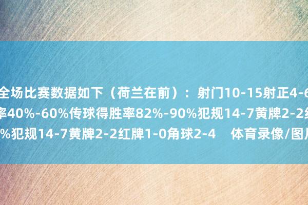 全场比赛数据如下（荷兰在前）：射门10-15射正4-6进球契机0-2控球率40%-60%传球得胜率82%-90%犯规14-7黄牌2-2红牌1-0角球2-4    体育录像/图片