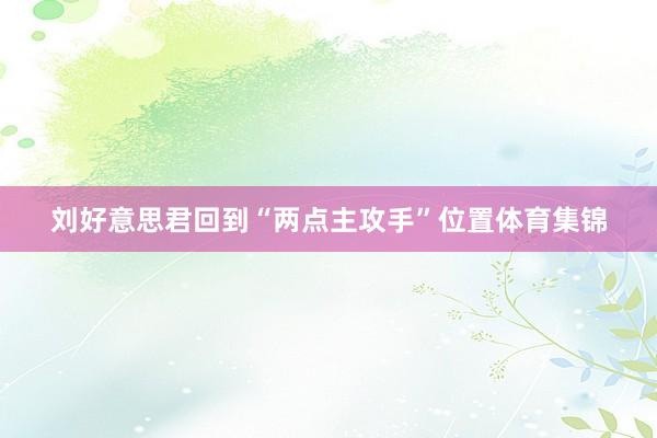 刘好意思君回到“两点主攻手”位置体育集锦