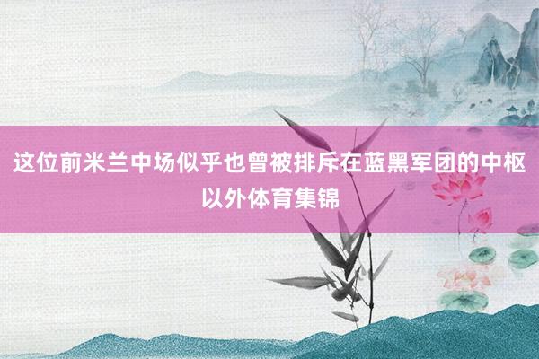 这位前米兰中场似乎也曾被排斥在蓝黑军团的中枢以外体育集锦