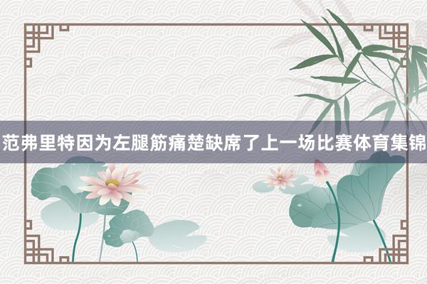 范弗里特因为左腿筋痛楚缺席了上一场比赛体育集锦