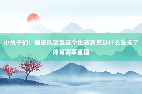 小伙子们!国安队望望这个比赛到底是什么发扬了体育赛事直播