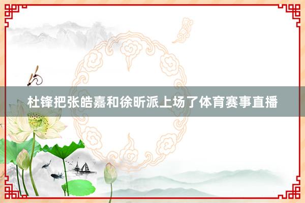 杜锋把张皓嘉和徐昕派上场了体育赛事直播