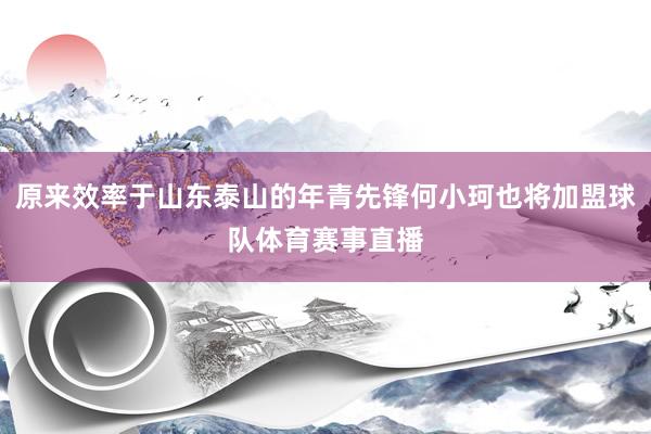 原来效率于山东泰山的年青先锋何小珂也将加盟球队体育赛事直播
