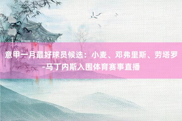 意甲一月最好球员候选：小麦、邓弗里斯、劳塔罗-马丁内斯入围体育赛事直播