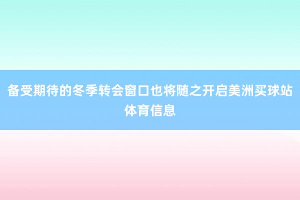 备受期待的冬季转会窗口也将随之开启美洲买球站体育信息