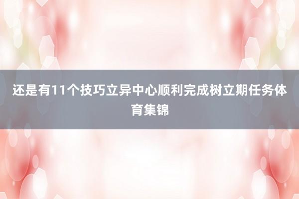 还是有11个技巧立异中心顺利完成树立期任务体育集锦