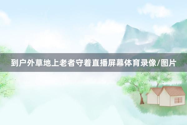 到户外草地上老者守着直播屏幕体育录像/图片