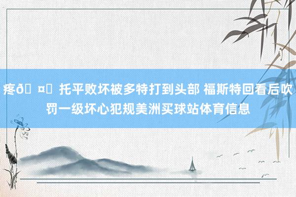 疼🤕托平败坏被多特打到头部 福斯特回看后吹罚一级坏心犯规美洲买球站体育信息