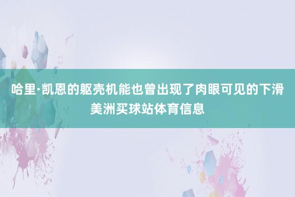 哈里·凯恩的躯壳机能也曾出现了肉眼可见的下滑美洲买球站体育信息
