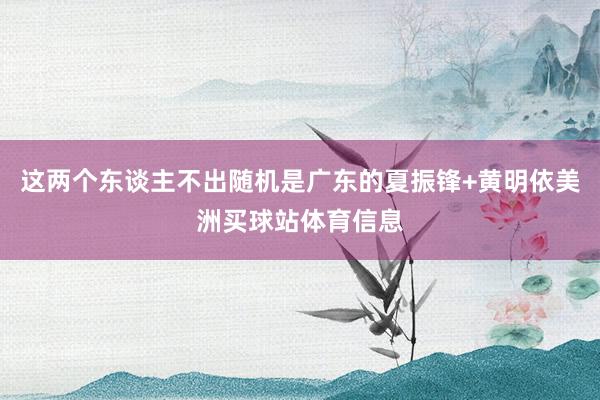 这两个东谈主不出随机是广东的夏振锋+黄明依美洲买球站体育信息