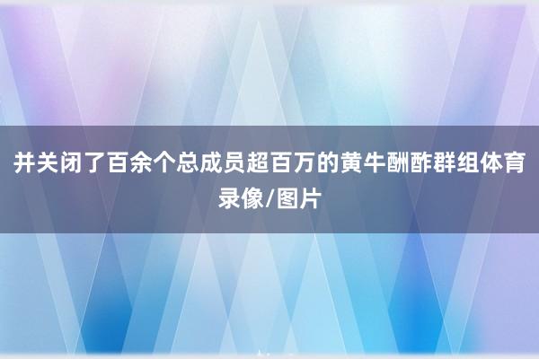 并关闭了百余个总成员超百万的黄牛酬酢群组体育录像/图片