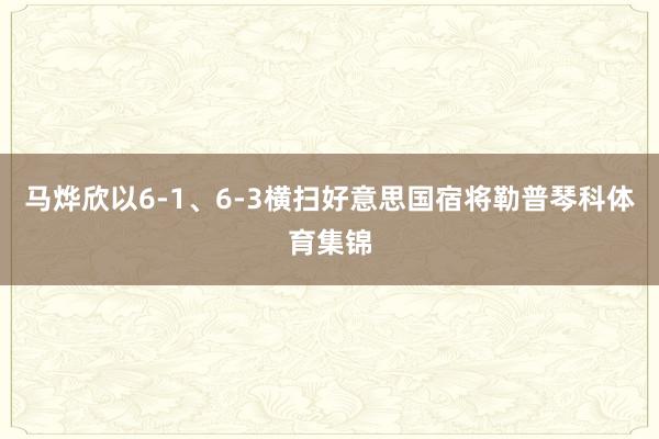 马烨欣以6-1、6-3横扫好意思国宿将勒普琴科体育集锦