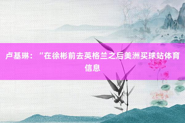 卢基琳：“在徐彬前去英格兰之后美洲买球站体育信息