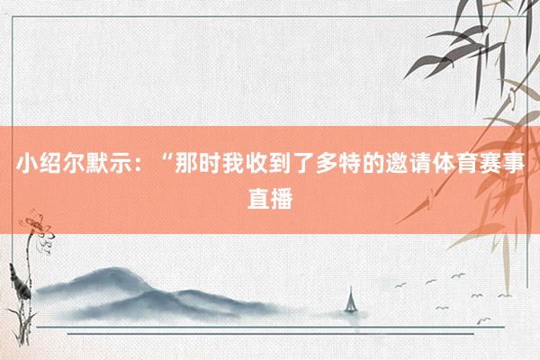 小绍尔默示：“那时我收到了多特的邀请体育赛事直播