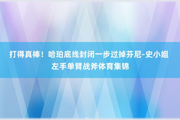 打得真棒！哈珀底线封闭一步过掉芬尼-史小姐 左手单臂战斧体育集锦