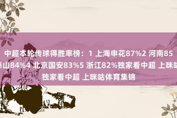 中超本轮传球得胜率榜:1 上海申花87%2 河南85%3 山东泰山84%4 北京国安83%5 浙江82%独家看中超 上咪咕体育集锦