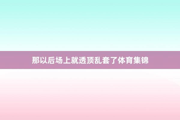 那以后场上就透顶乱套了体育集锦