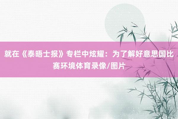 就在《泰晤士报》专栏中炫耀：为了解好意思国比赛环境体育录像/图片